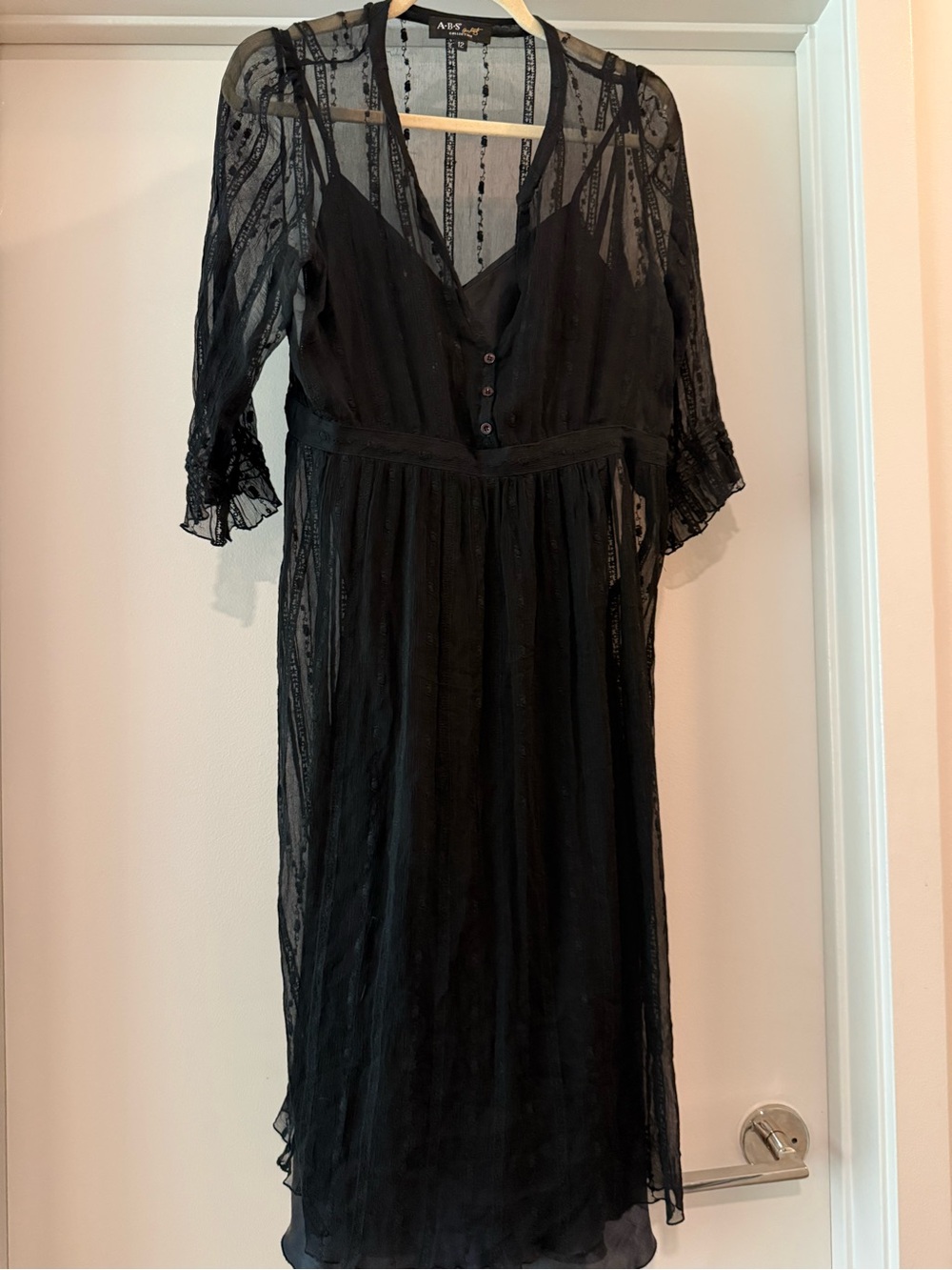 ABS Allen Schwartz Black Sheer Midi Dress